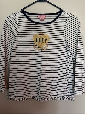 5 for $20! Juicy Couture Girls' Black & White Stripe Long-Sleeve Top